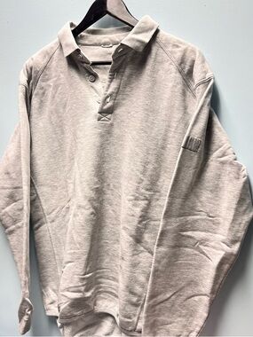 Men's Light Gray Long-Sleeve Polo Sweatshirt